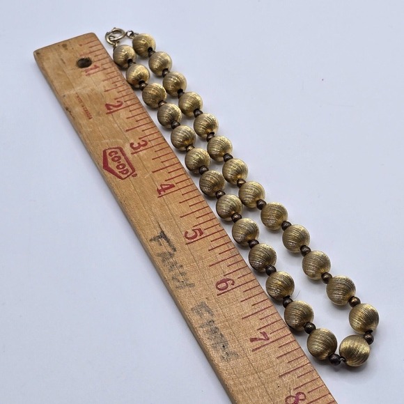 Beaded Gold‎ Tone Necklace Single Strand Womens Jewelry - Picture 6 of 7